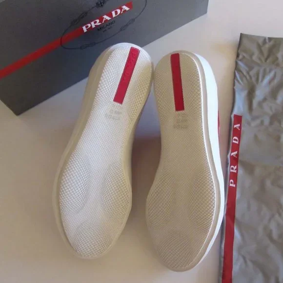 new PRADA red suede logo low-top sneakers 6.5/7.5 US